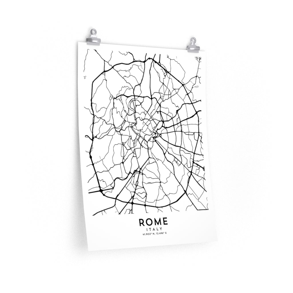 Rome, Italy Map Print (White)