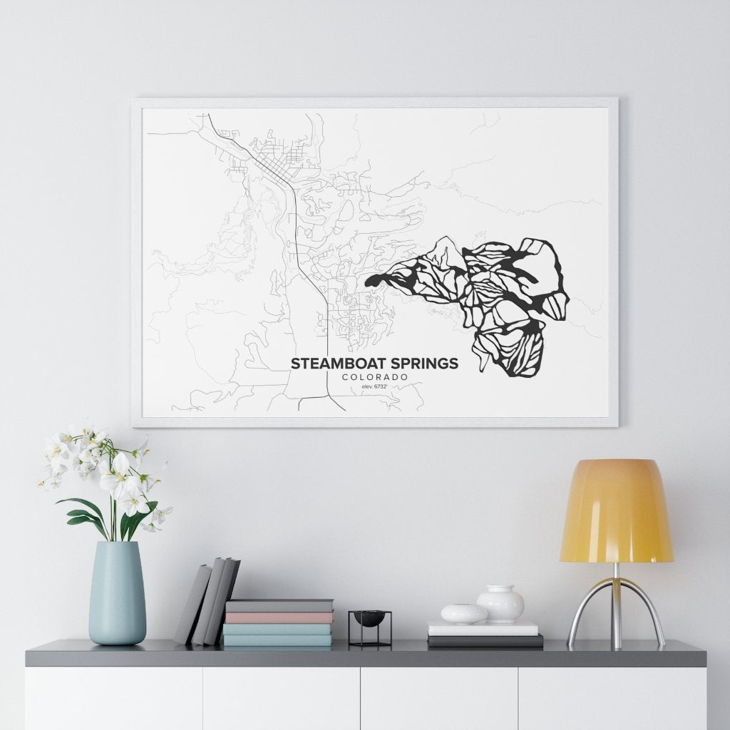 Steamboat, CO Map Art (White)