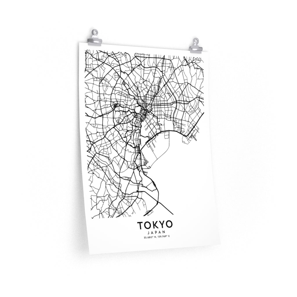 Tokyo, Japan Map Print (White)