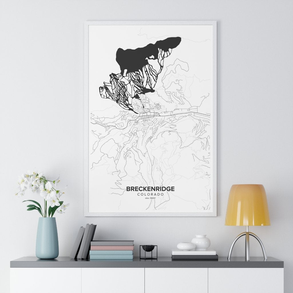 Breckenridge, CO Map Art (White)