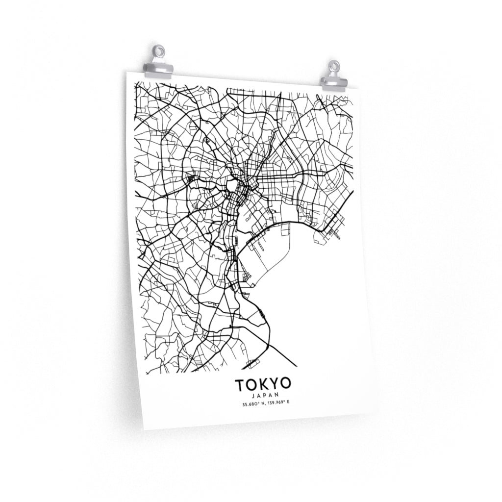 Tokyo, Japan Map Print (White)