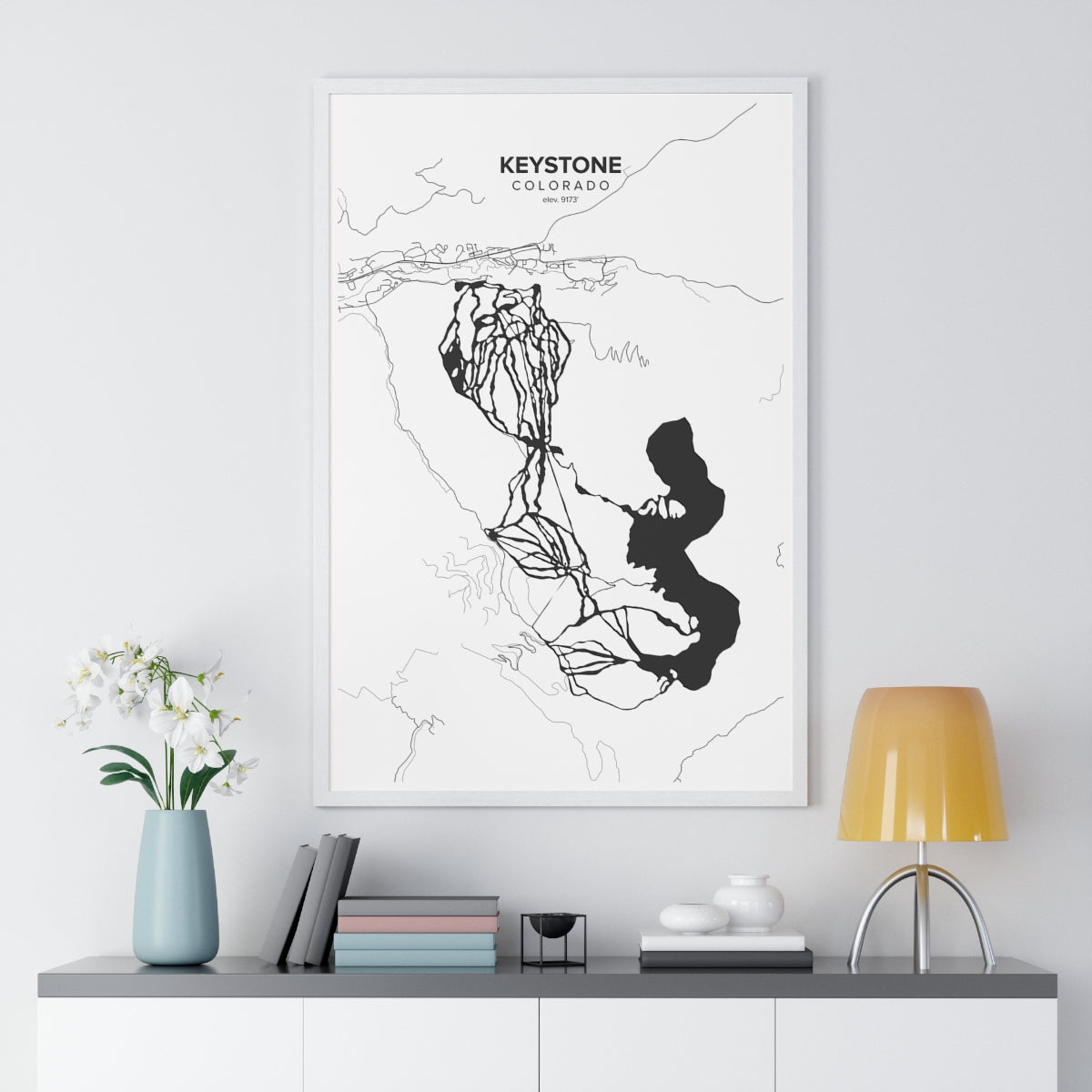 Keystone, CO Map Art (White)
