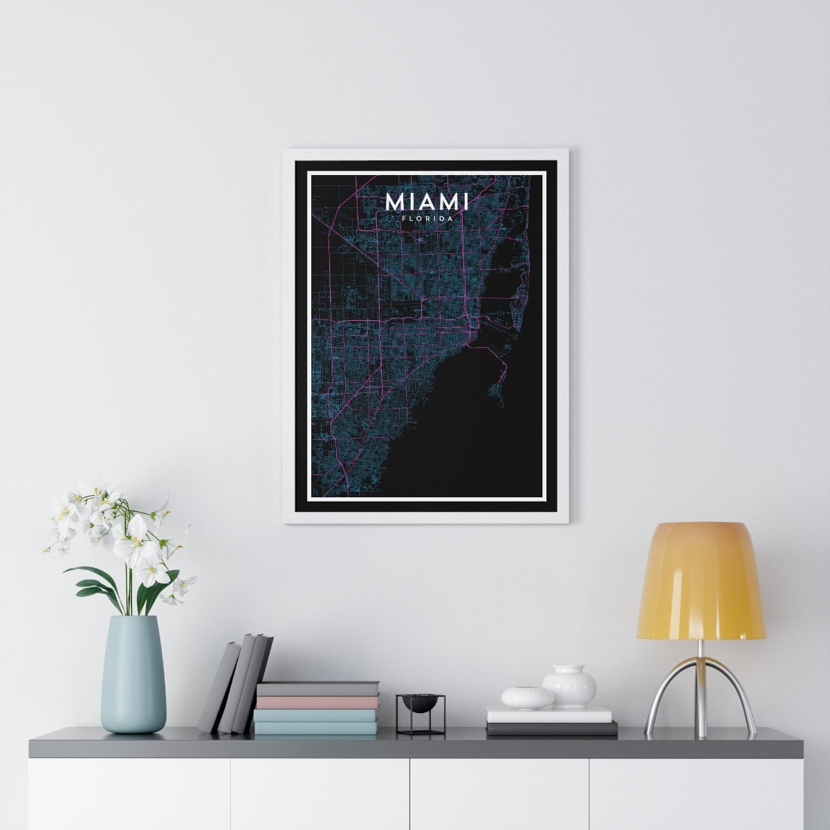 Miami FL - Professional Basketball City Map Print