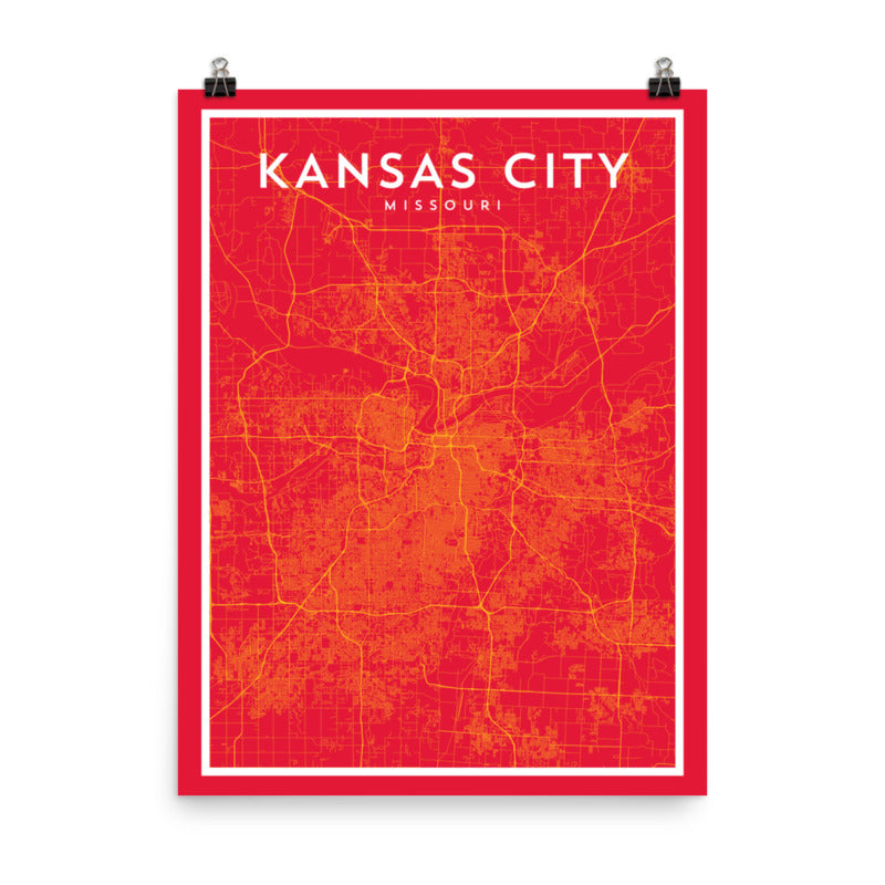 Kansas City MO - Professional Football City Map Print
