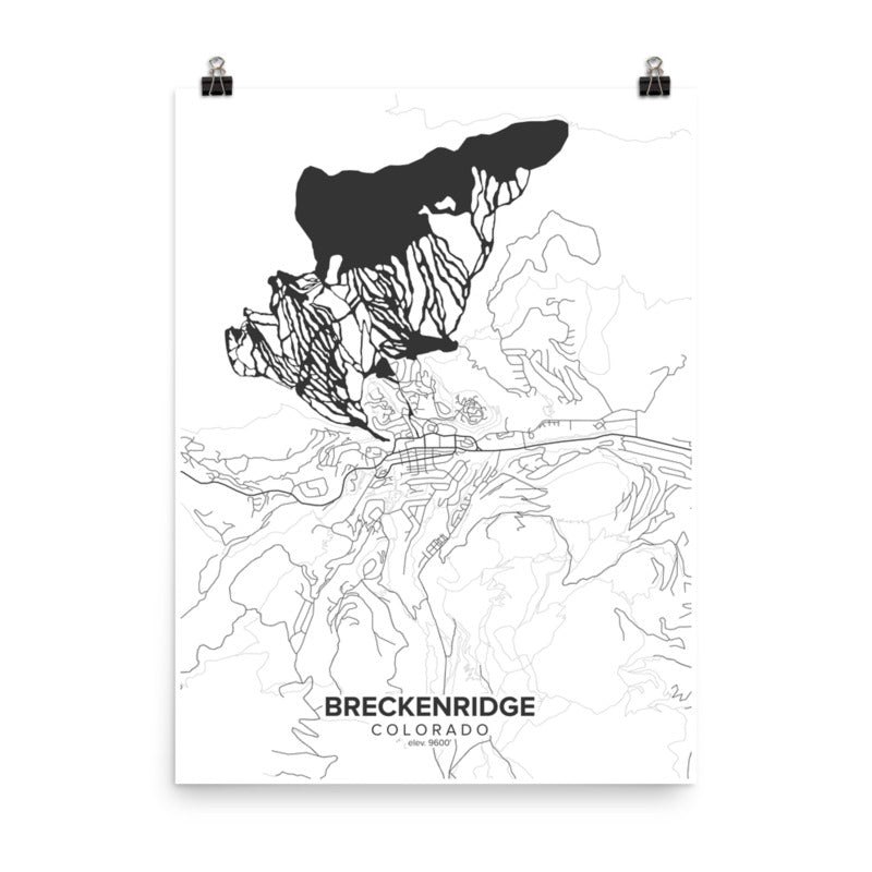 Breckenridge, CO Map Art (White)