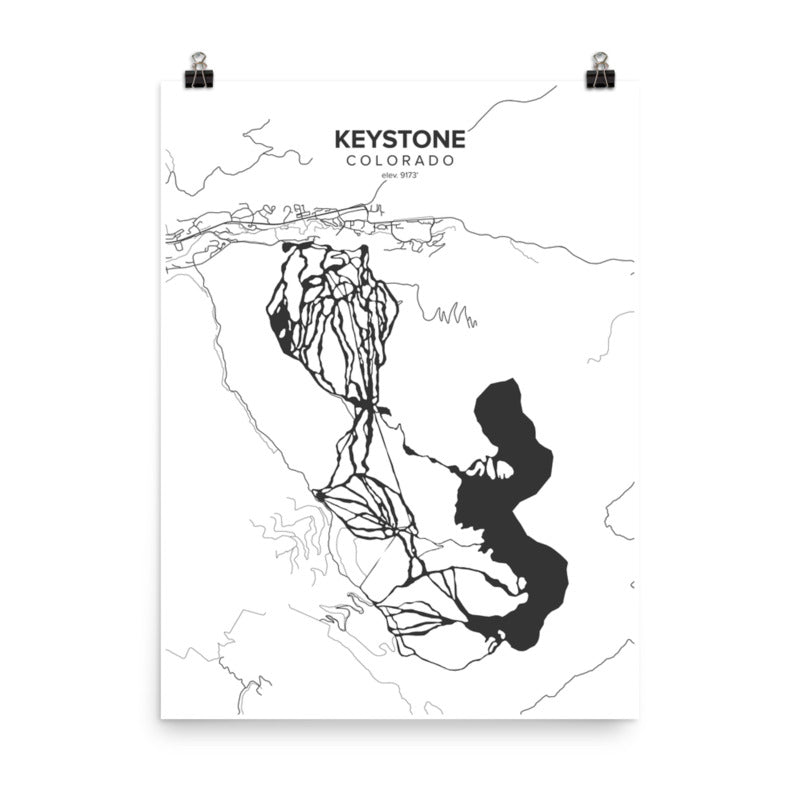 Keystone, CO Map Art (White)