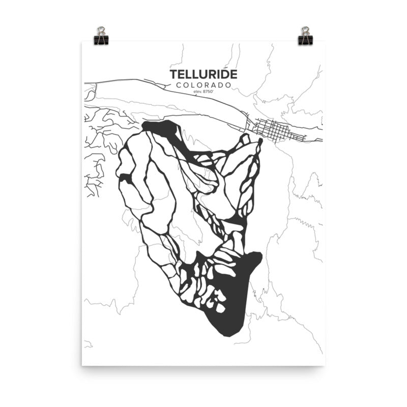 Telluride, CO Map Art (White)