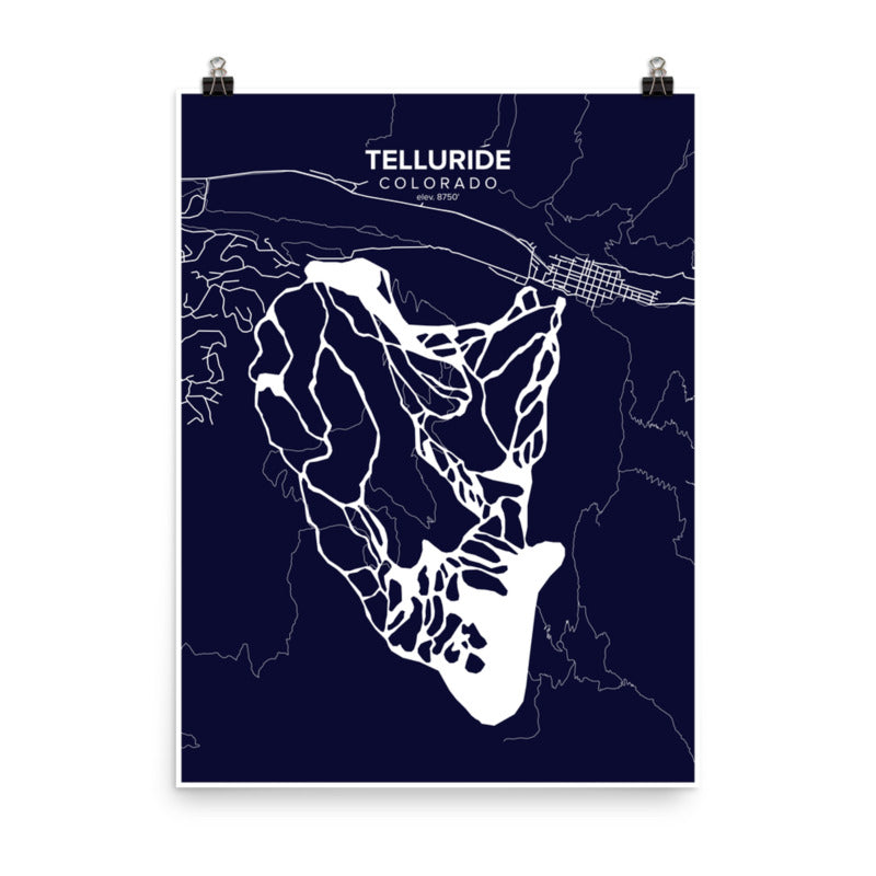 Telluride, CO Map Art (Dark Blue)