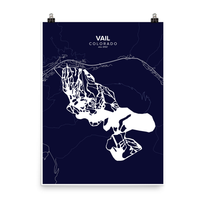 Vail, CO Map Art (Dark Blue)
