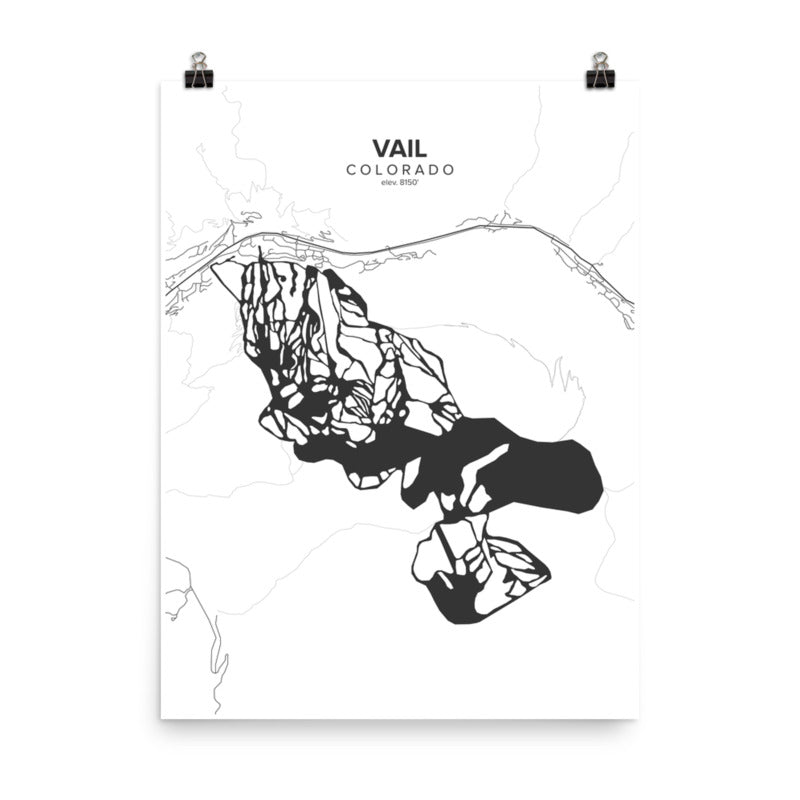 Vail, CO Map Art (White)