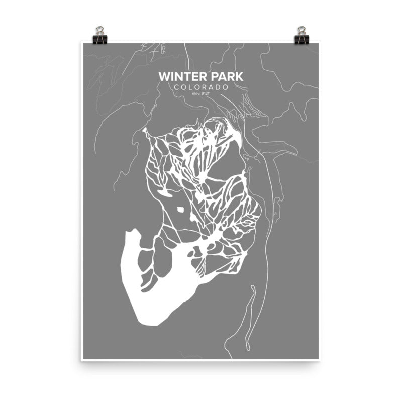 Winter Park, CO Map Art (Gray)