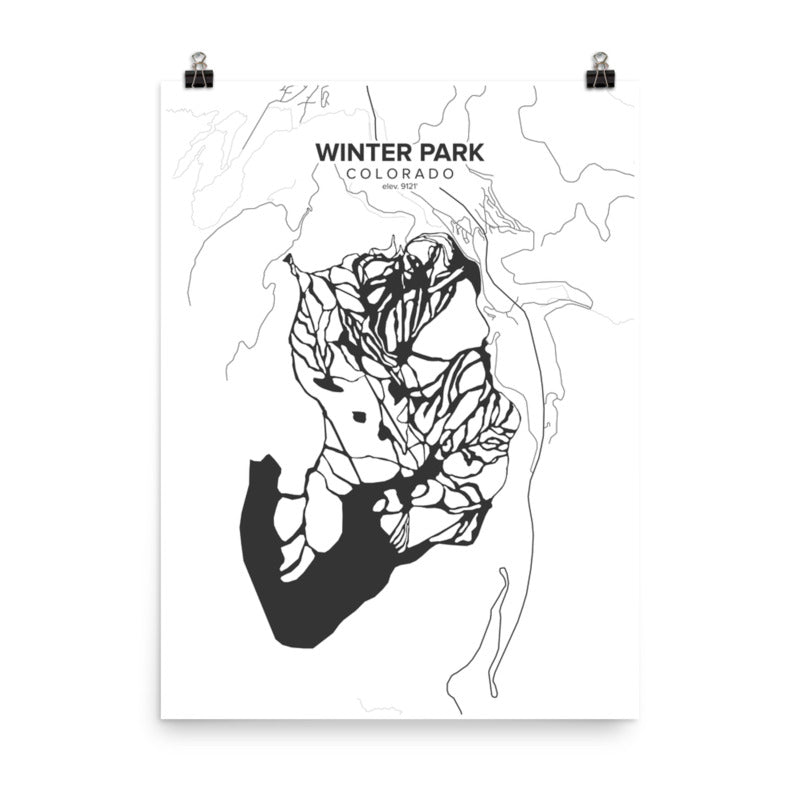 Winter Park, CO Map Art (White)