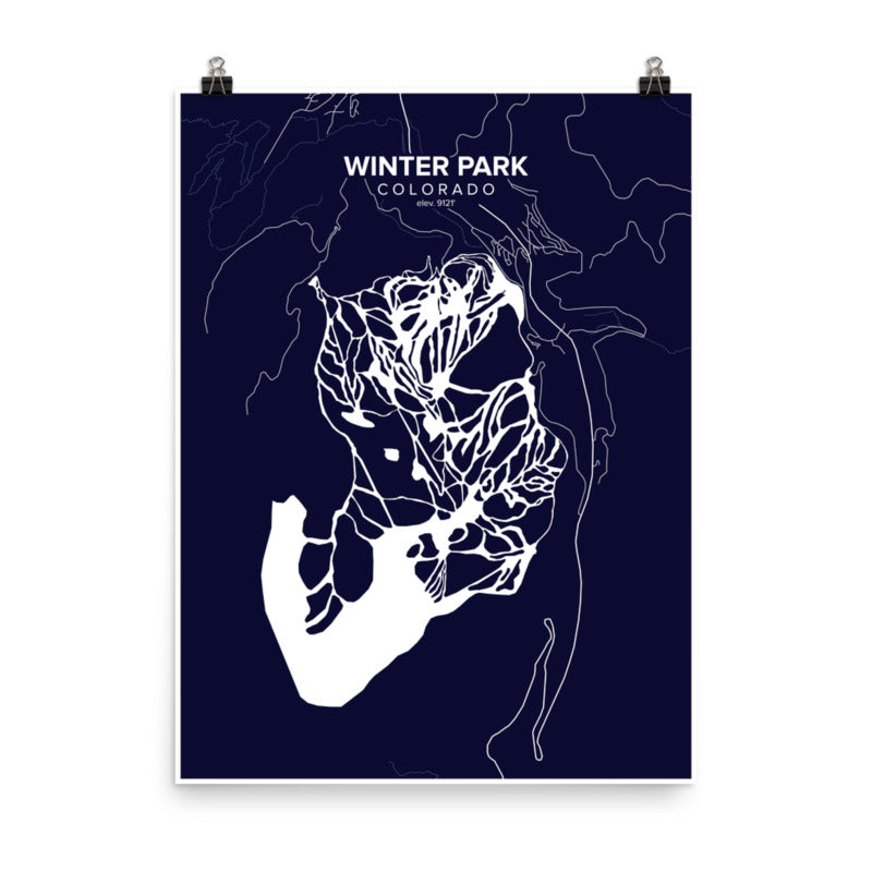 Winter Park, CO Map Art (Dark Blue)