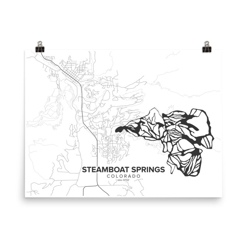 Steamboat, CO Map Art (White)