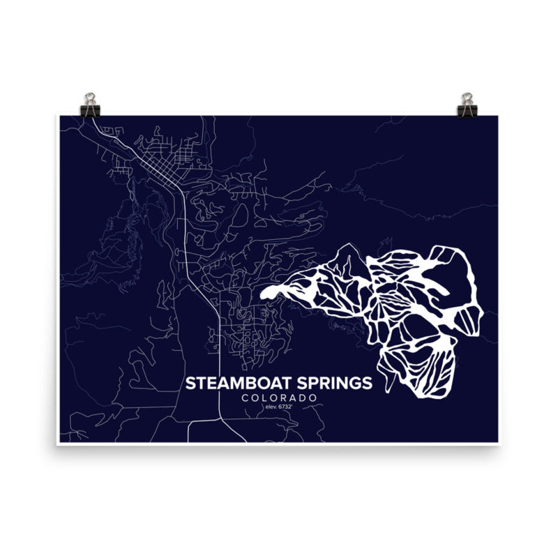 Steamboat, CO Map Art (Dark Blue)