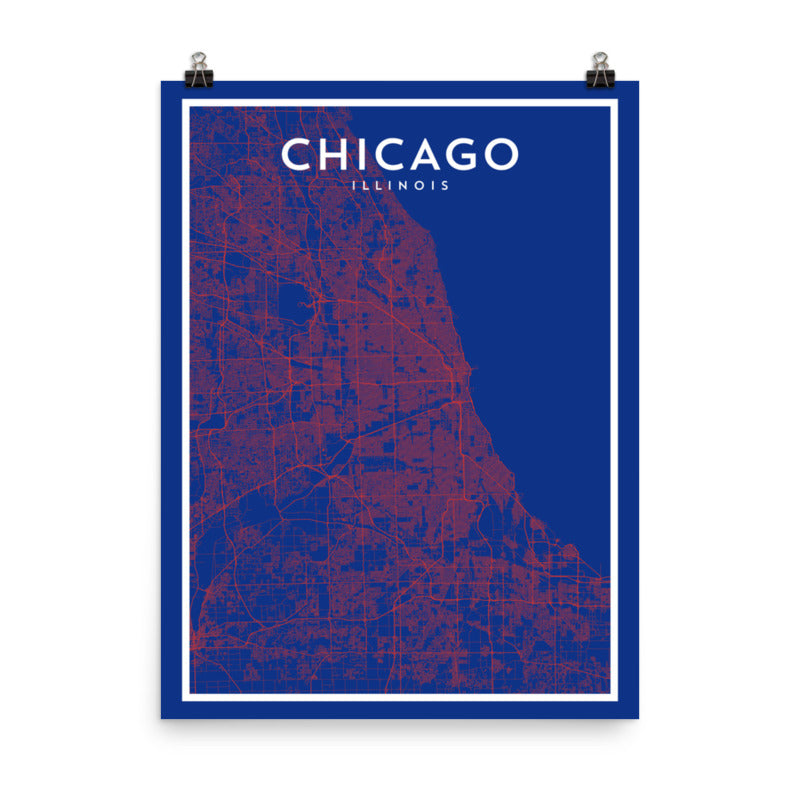 Chicago IL - Professional Baseball City Map Print