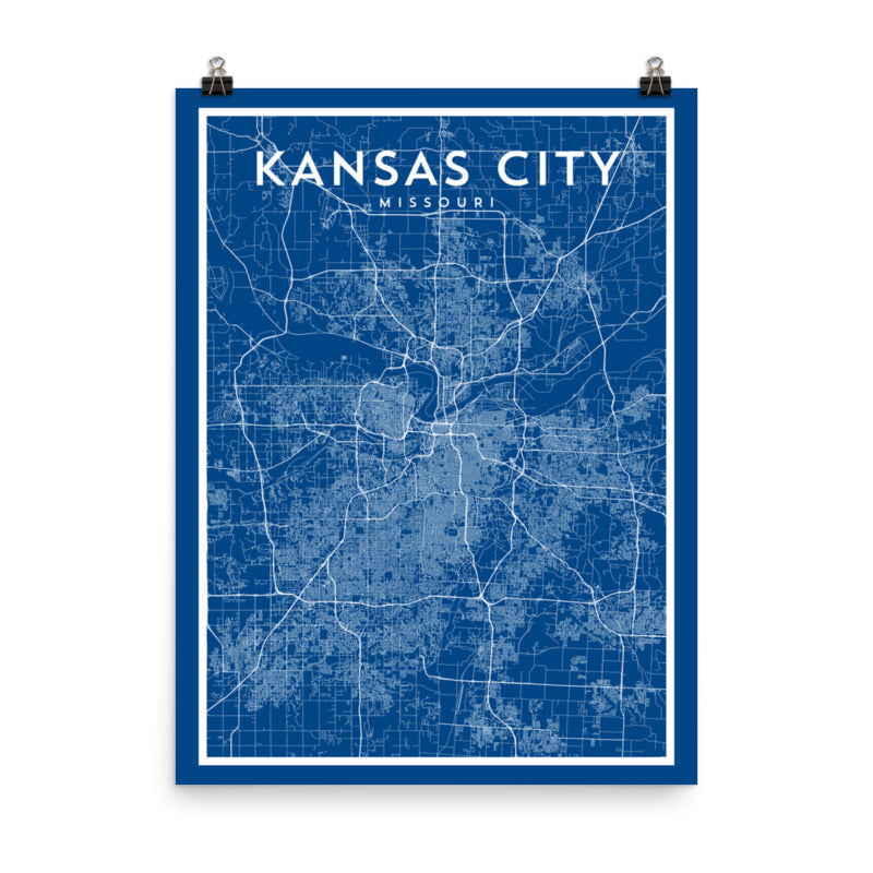 Kansas City MO - Professional Baseball City Map Print