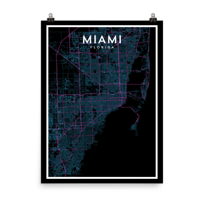 Miami FL - Professional Basketball City Map Print
