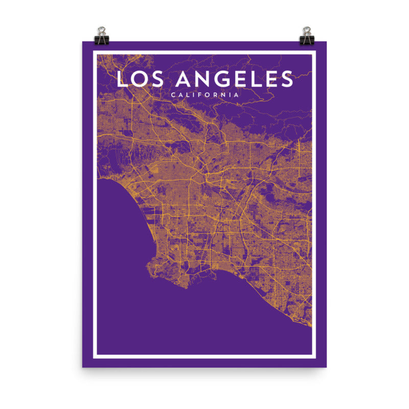 Los Angeles CA - Professional Basketball City Map Print