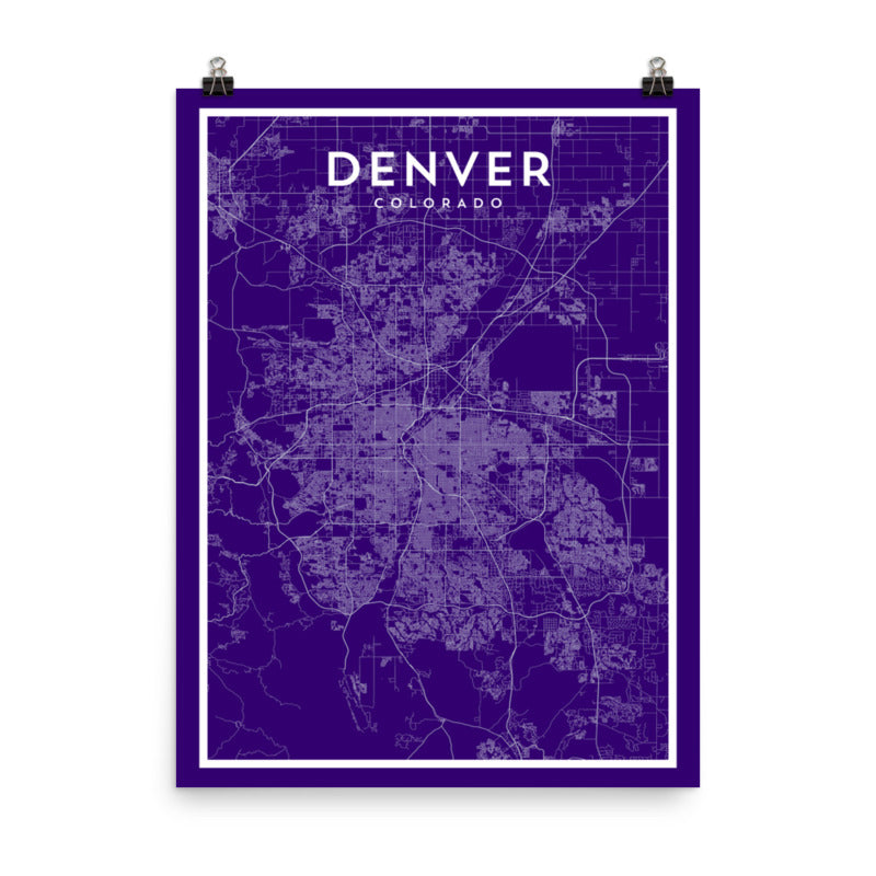 Denver CO - Professional Baseball City Map Print