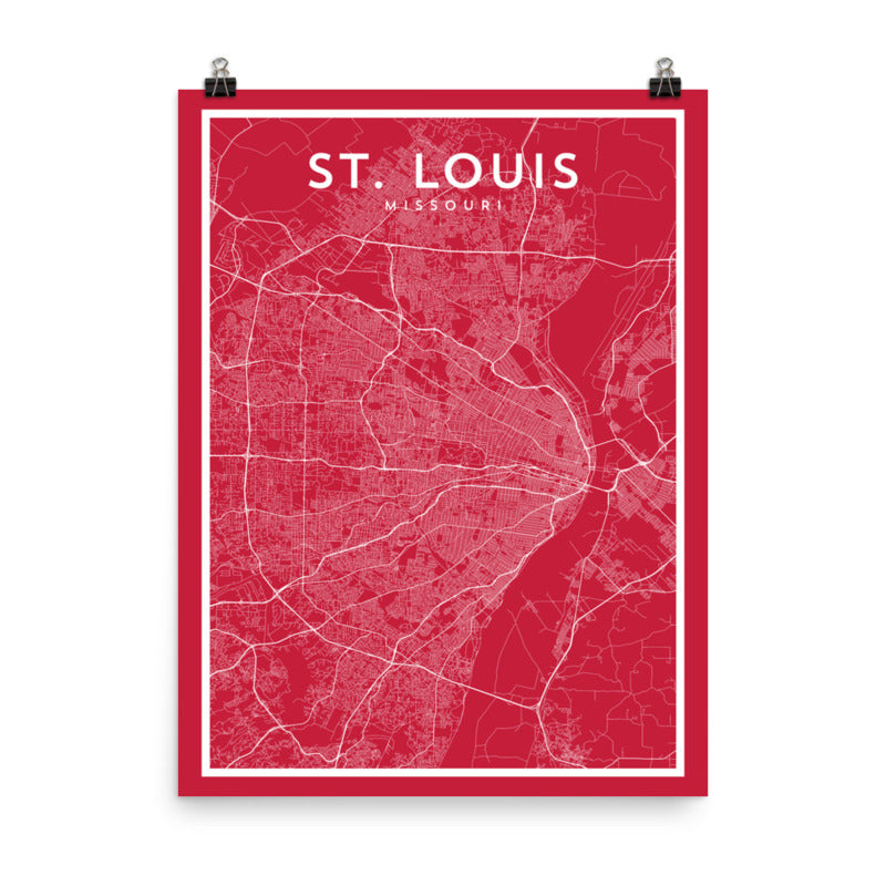 St. Louis MO - Professional Baseball City Map Print