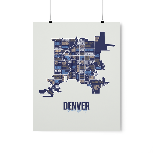 Denver, CO Neighborhoods Map Print