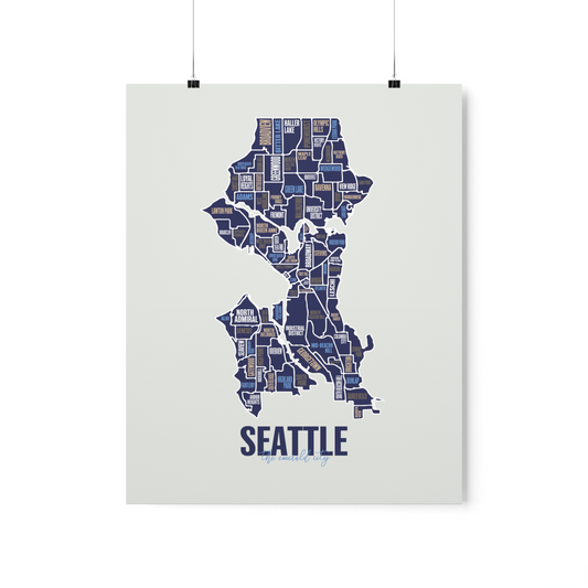 Seattle, WA Neighborhoods Map Print