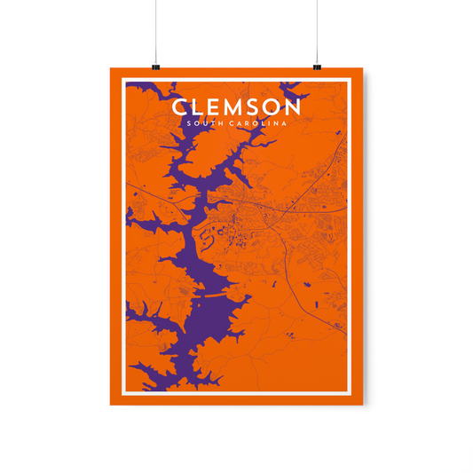 Clemson SC - College Town Map Print