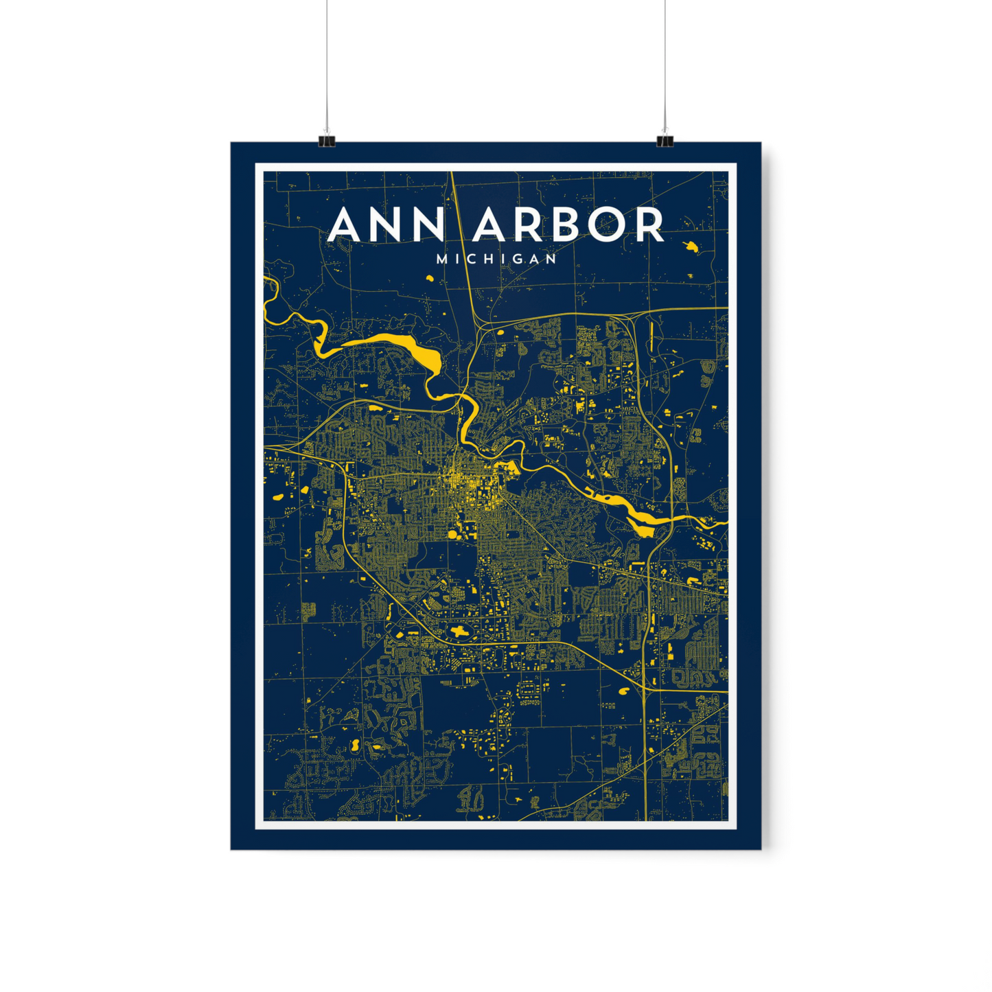 Ann Arbor MI - College Town Map Print