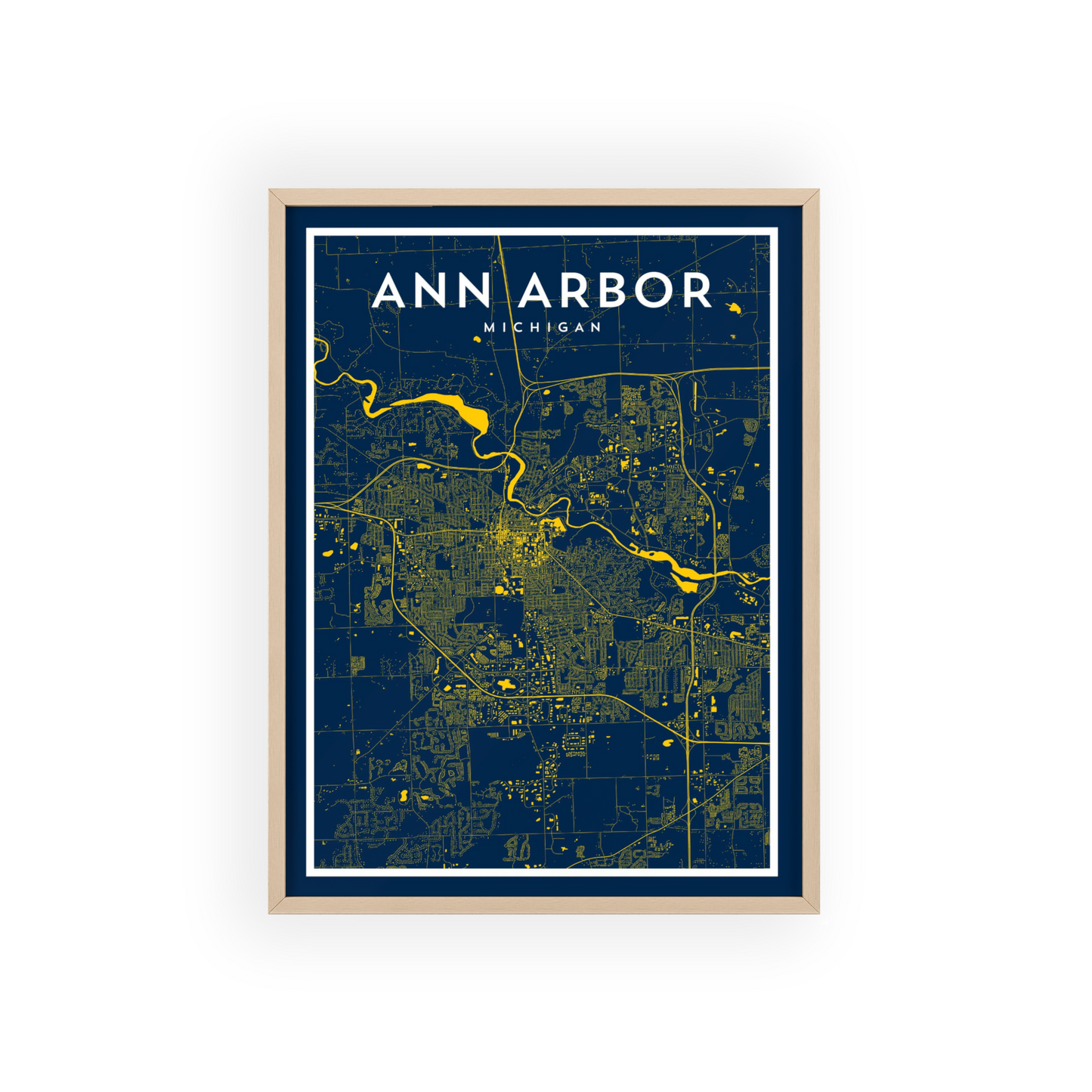 Ann Arbor MI - College Town Map Print