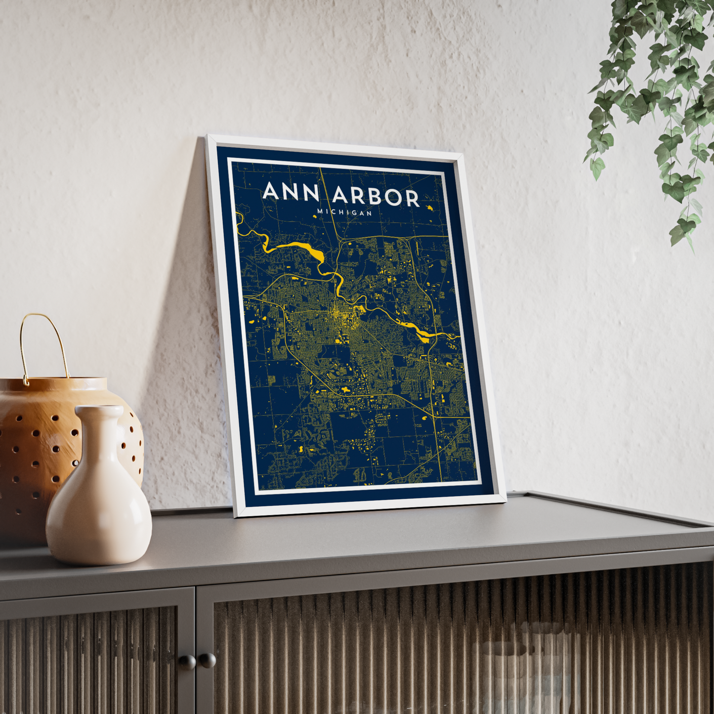 Ann Arbor MI - College Town Map Print