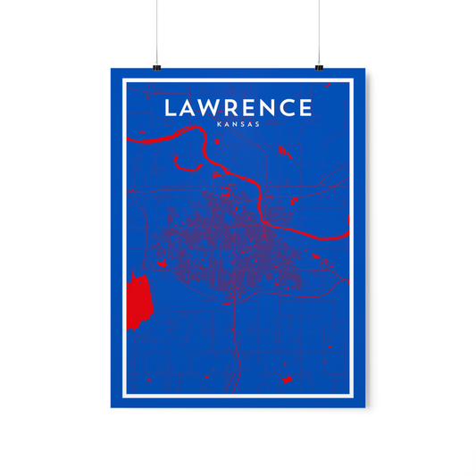 Lawrence KS - College Town Map Print