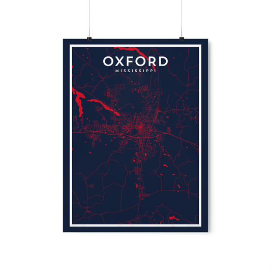 Oxford MS - College Town Map Print