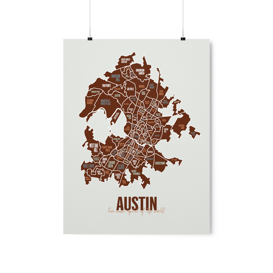 Austin, TX Neighborhoods Map Print