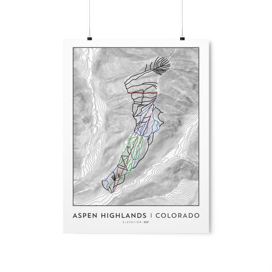 Aspen Highlands Colorado Ski Map Print