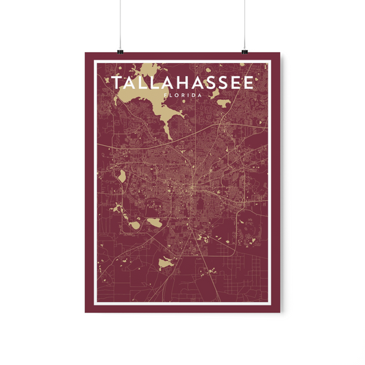 Tallahassee FL - College Town Map Print