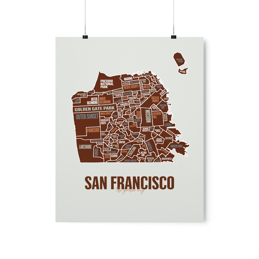 San Francisco, CA Neighborhoods Map Print