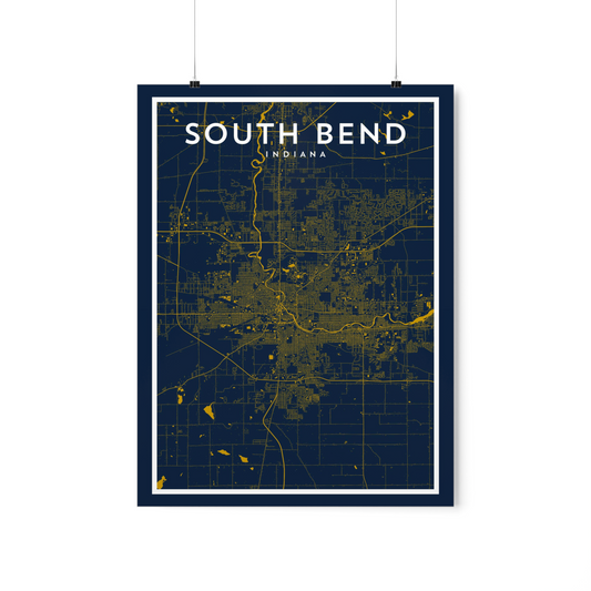 South Bend IN - College Town Map Print