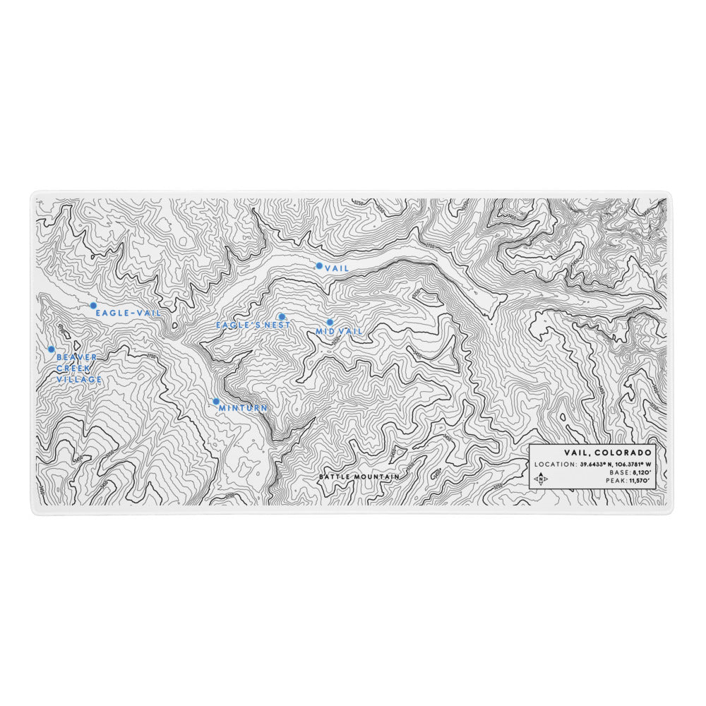 Custom Topographic Desk Mat Mouse Pad - Custom Map Design for Office Gaming - Unique Desk Gift Outdoor Enthusiasts - Custom Desk Accessory