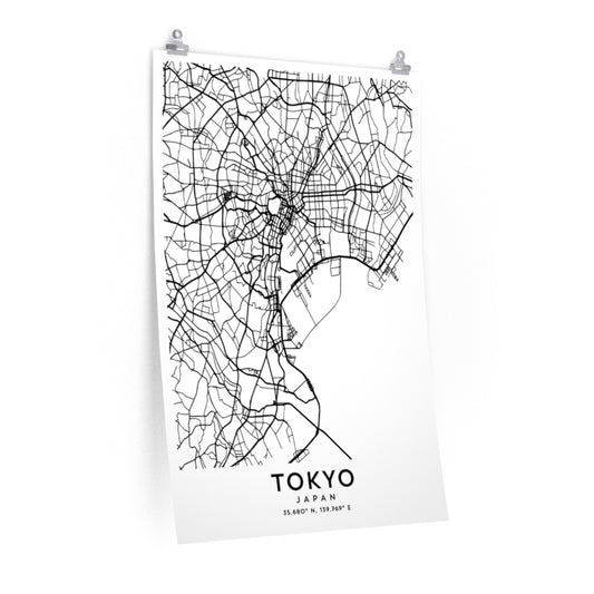 Tokyo, Japan Map Print (White)