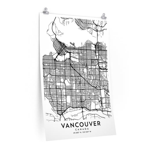 Vancouver, Canada Map Print (White)