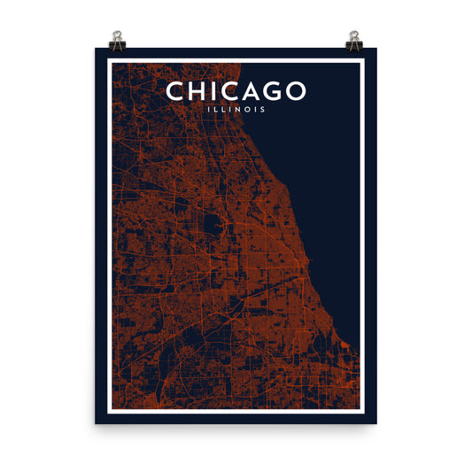 Chicago IL - Professional Football City Map Print