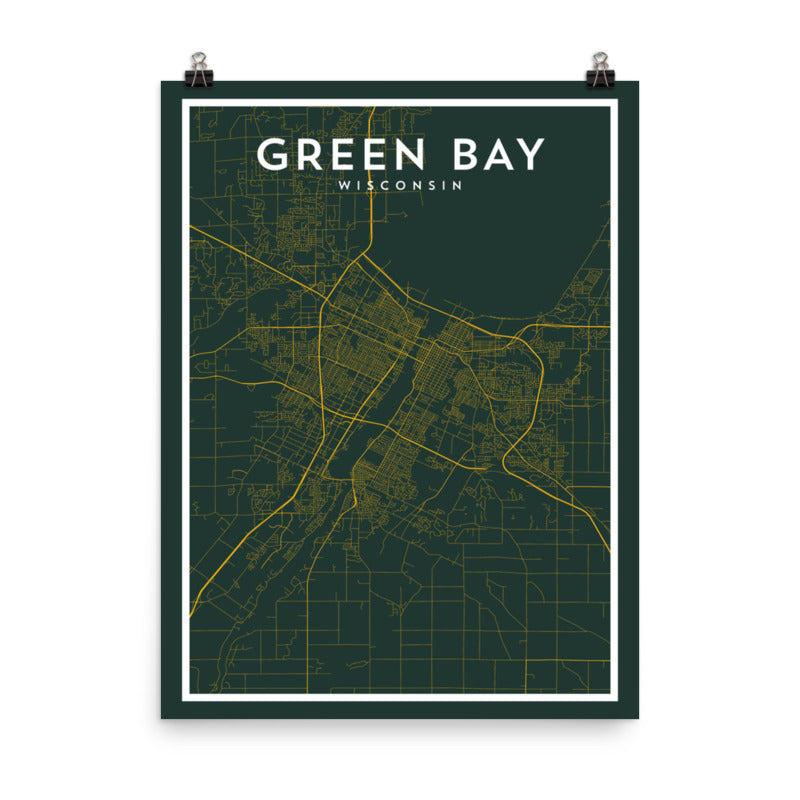 Green Bay WI - Professional Football City Map Print