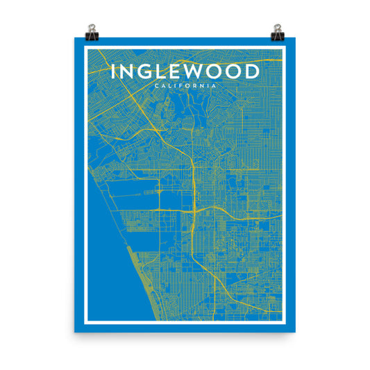 Inglewood CA - Professional Football City Map Print