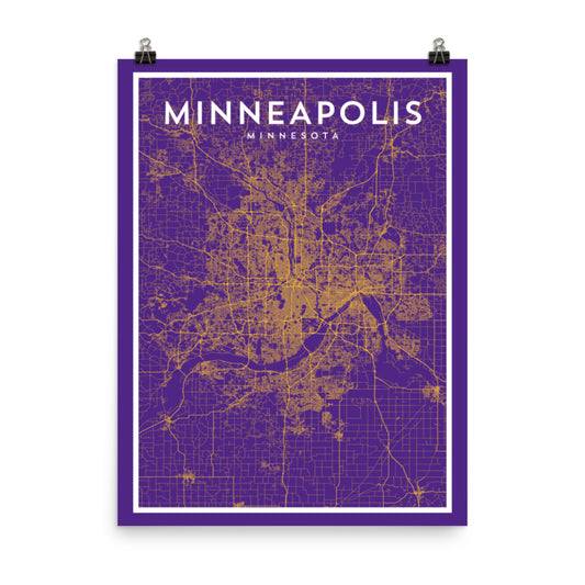 Minneapolis MN - Professional Football City Map Print