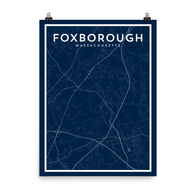 Foxborough MA - Professional Football City Map Print