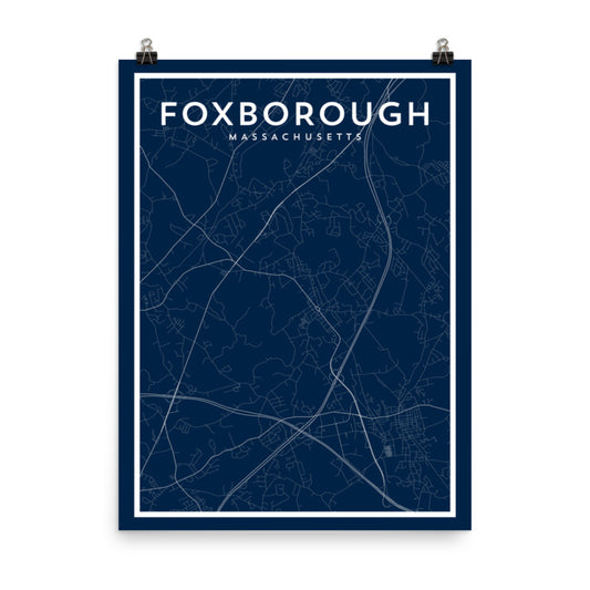 Foxborough MA - Professional Football City Map Print