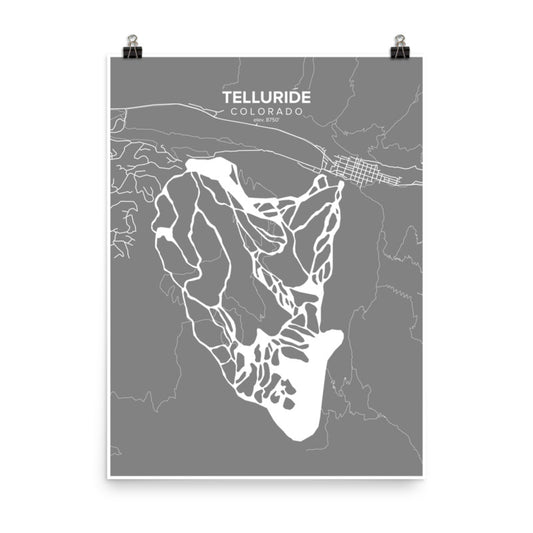 Telluride, CO Map Art (Gray)