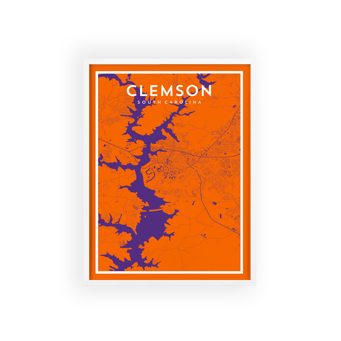 Clemson SC - College Town Map Print