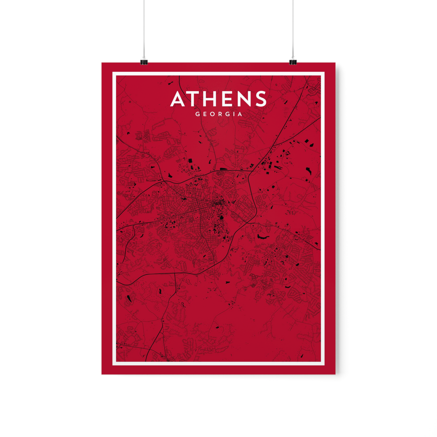 Athens GA - College Town Map Print